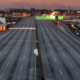 empty stretch of freeway in Los Angeles at dawn