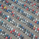 overhead view of packed parking lot