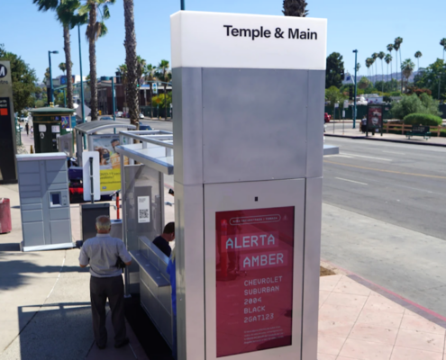 bus shelter on city street