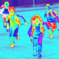 illustration showing thermal signature of children on playground