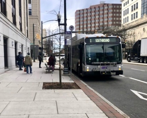 bus waiting at curb