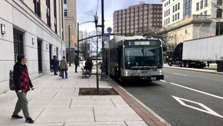 bus waiting at curb