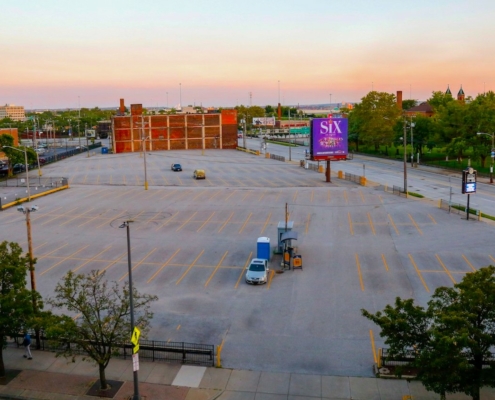 large, empty parking lot
