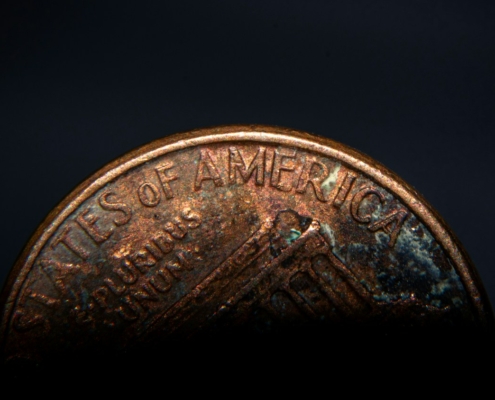 closeup of top of penny