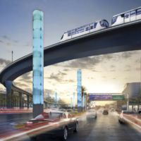 rendering of elevated train at airport