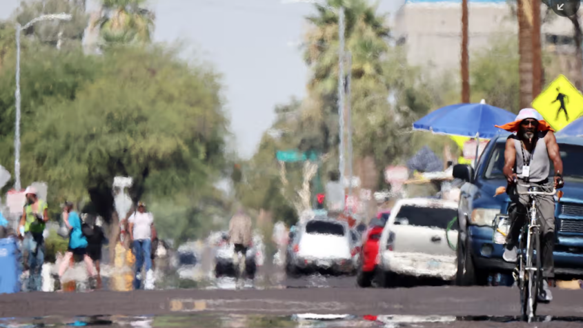 city street on hot day