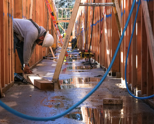 Construction worker frames home