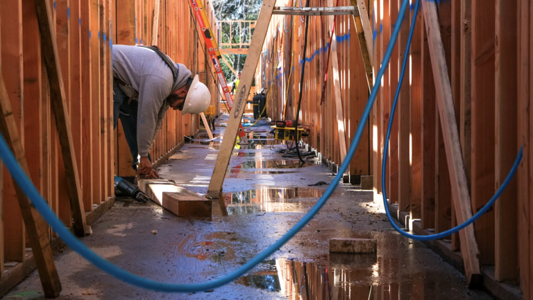 Construction worker frames home