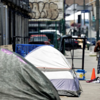 tents on sidewalk