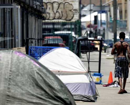 tents on sidewalk