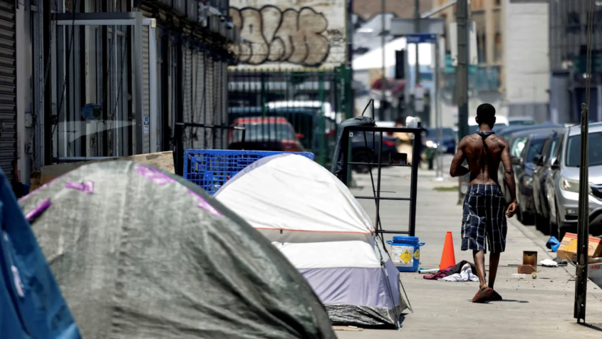 tents on sidewalk