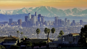 Los Angeles panorama view sunset