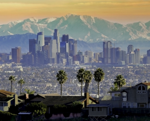 Los Angeles panorama view sunset