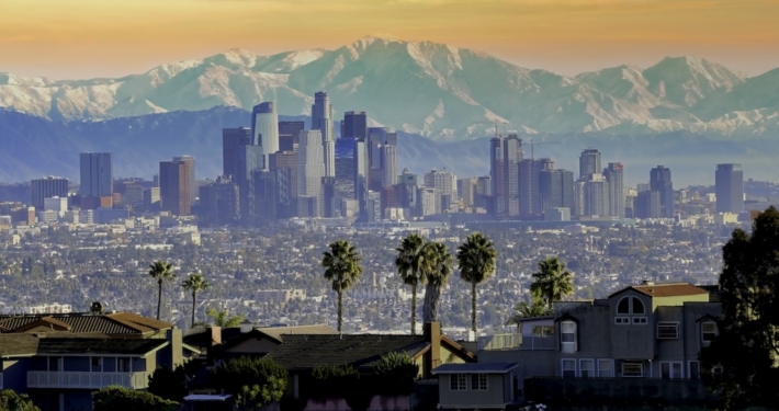 Los Angeles panorama view sunset