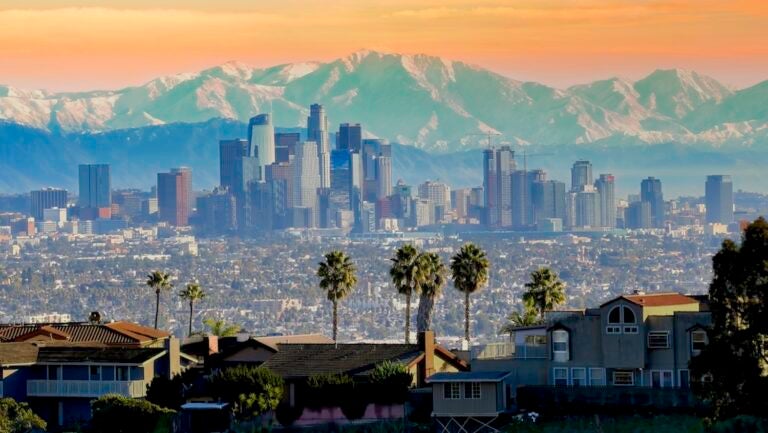 Los Angeles panorama view sunset