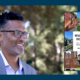 headshot of man with glasses next to cover of book