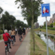 Cyclists on bike path.