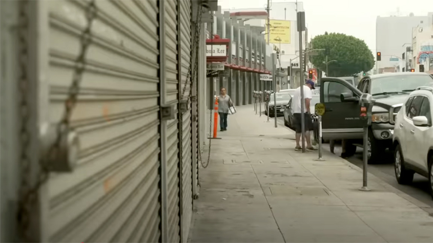 Image of empty downtown Los Angeles street.