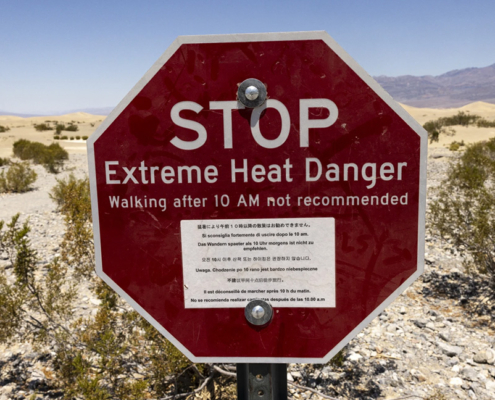 Extreme heat warning sign.