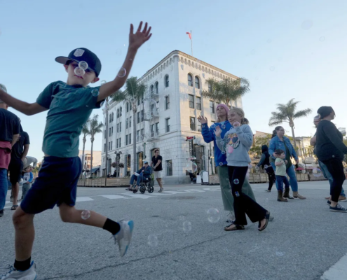 Jack Ferguson, 7, of Ventura, can't get enough of the bubble machine on July 30. The pedestrian friendly Main Street in Ventura has transformed the downtown experience and sparked debate among business owners. Photo courtesy of Juan Carlo/The Star