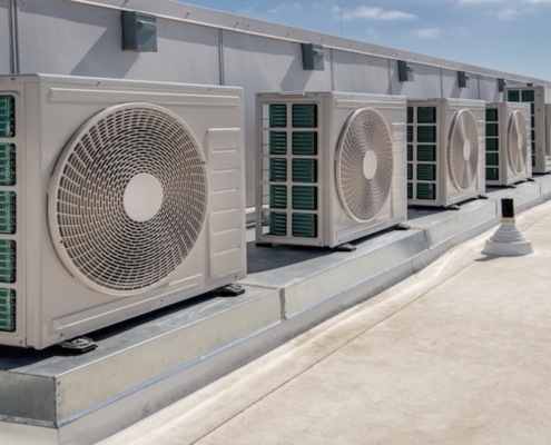 large air conditioning units on building rooftop