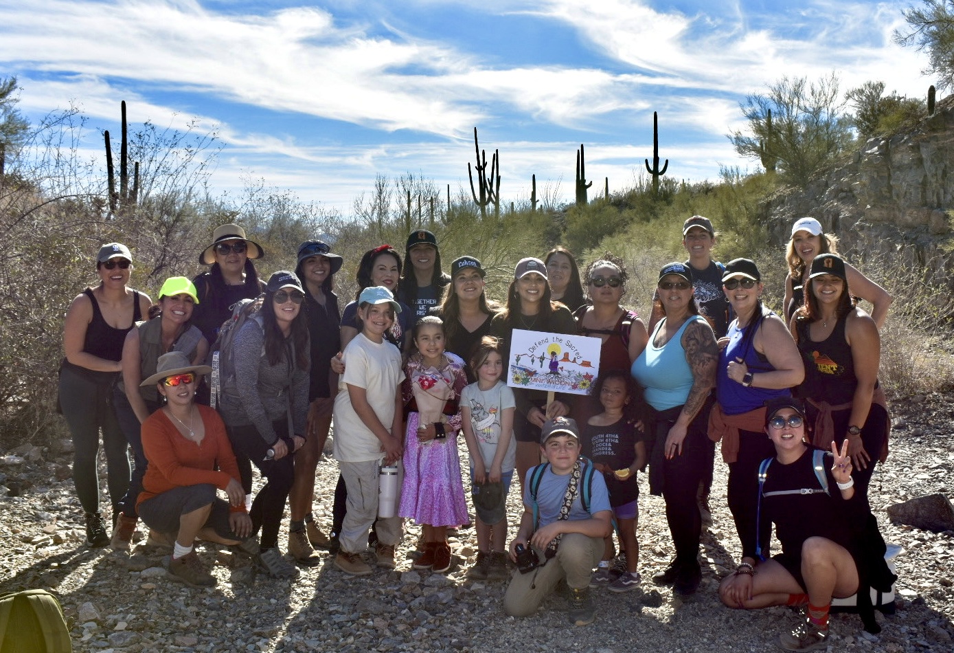 A group of women on a hike in Arizona.