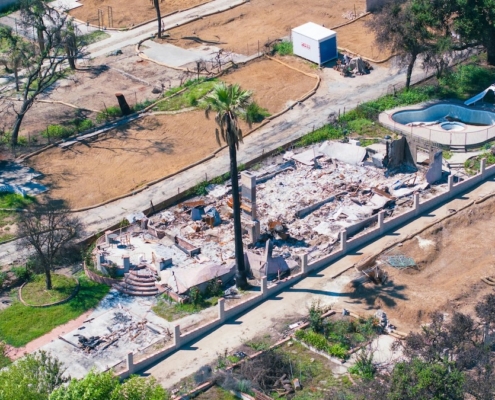 Ruins of a home after a wildfire.