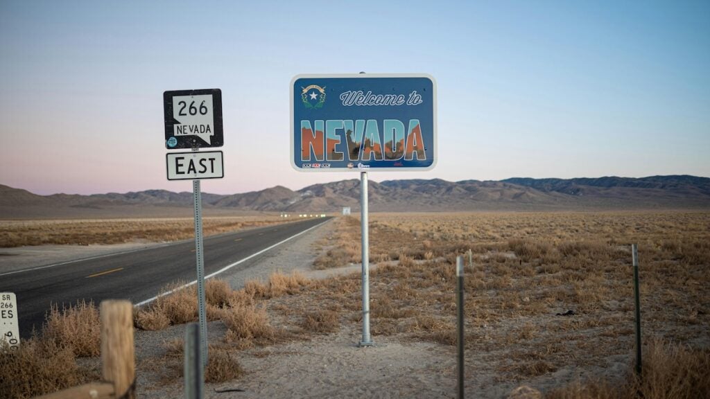 Welcome to Nevada sign.