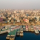 Aerial View of Sadarghat Launch Terminal Dhaka Bangladesh. Dhaka City Skyline