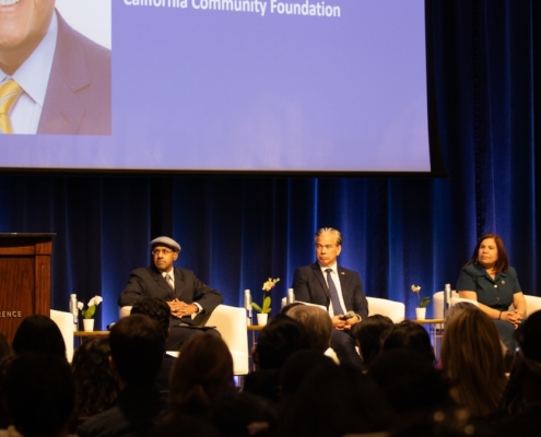 Panelists and moderator at Luskin Lecture.