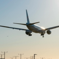 Airplane flying in the air.