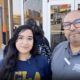 UCLA student Cianna and her father Cesar Ulloa stand in front of Homeboy Industries.