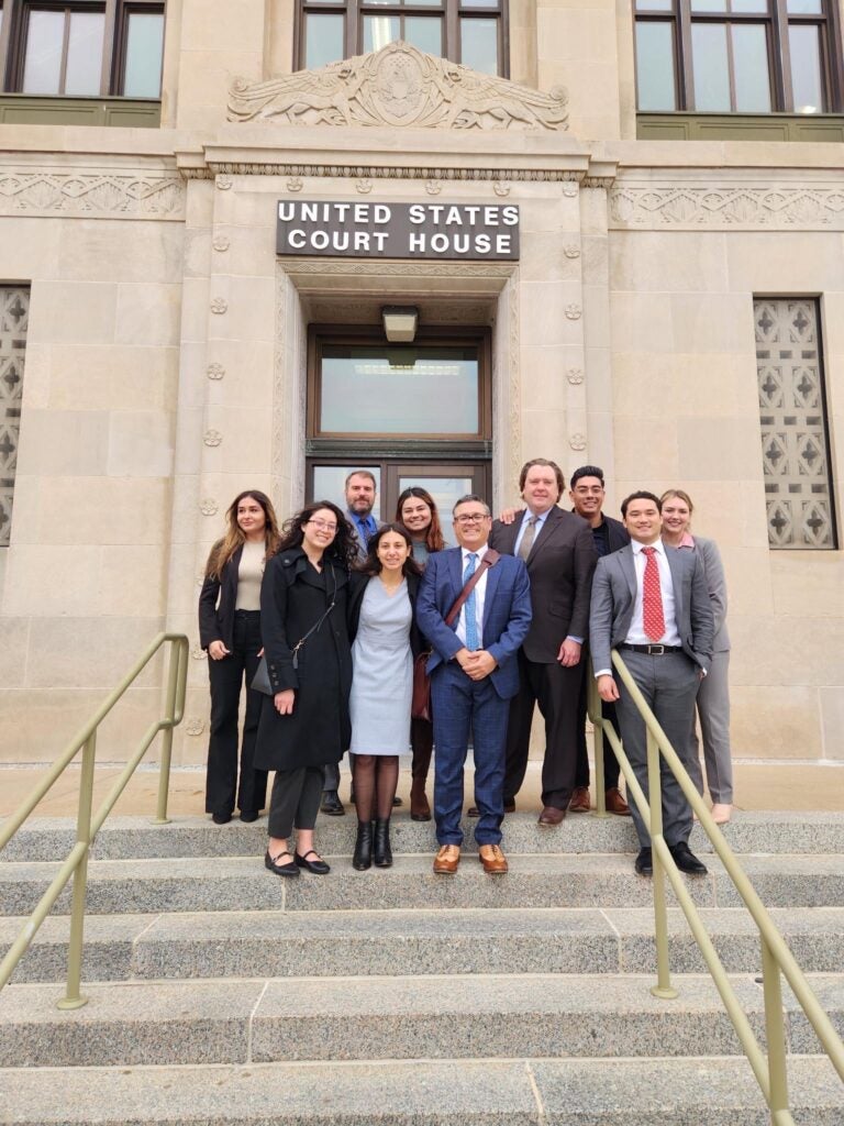 Voting Rights Project at the Dodge Trial in front of the courthouse steps.