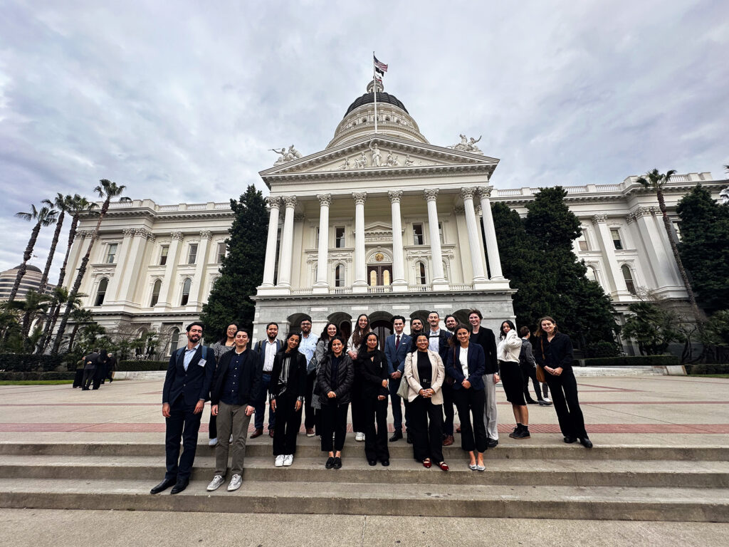Group of college students in front of the California State Capitol Building