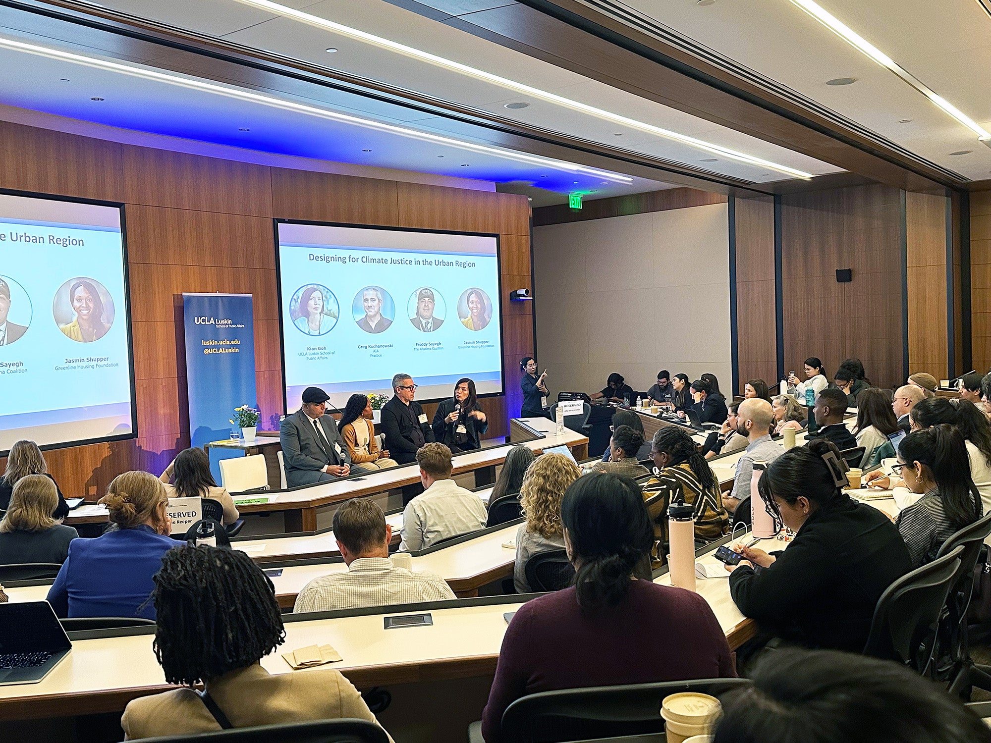 Classroom lecture with a panel addressing students