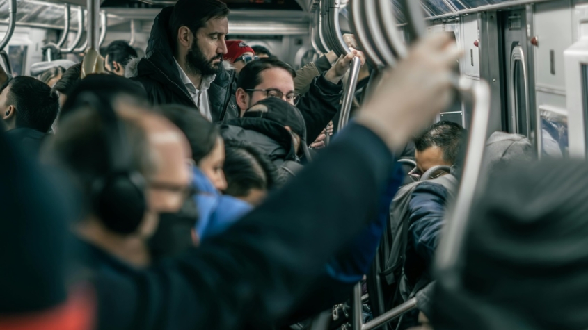 People taking the subway.
