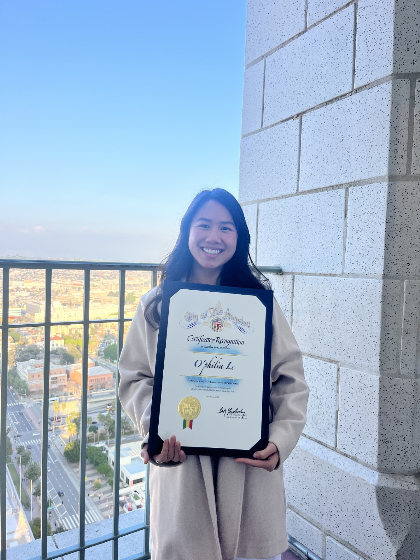 MURP student O'philia Le at City Hall Day