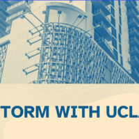 Picture of a building with a signage that says Brainstorm with UCLA MRED