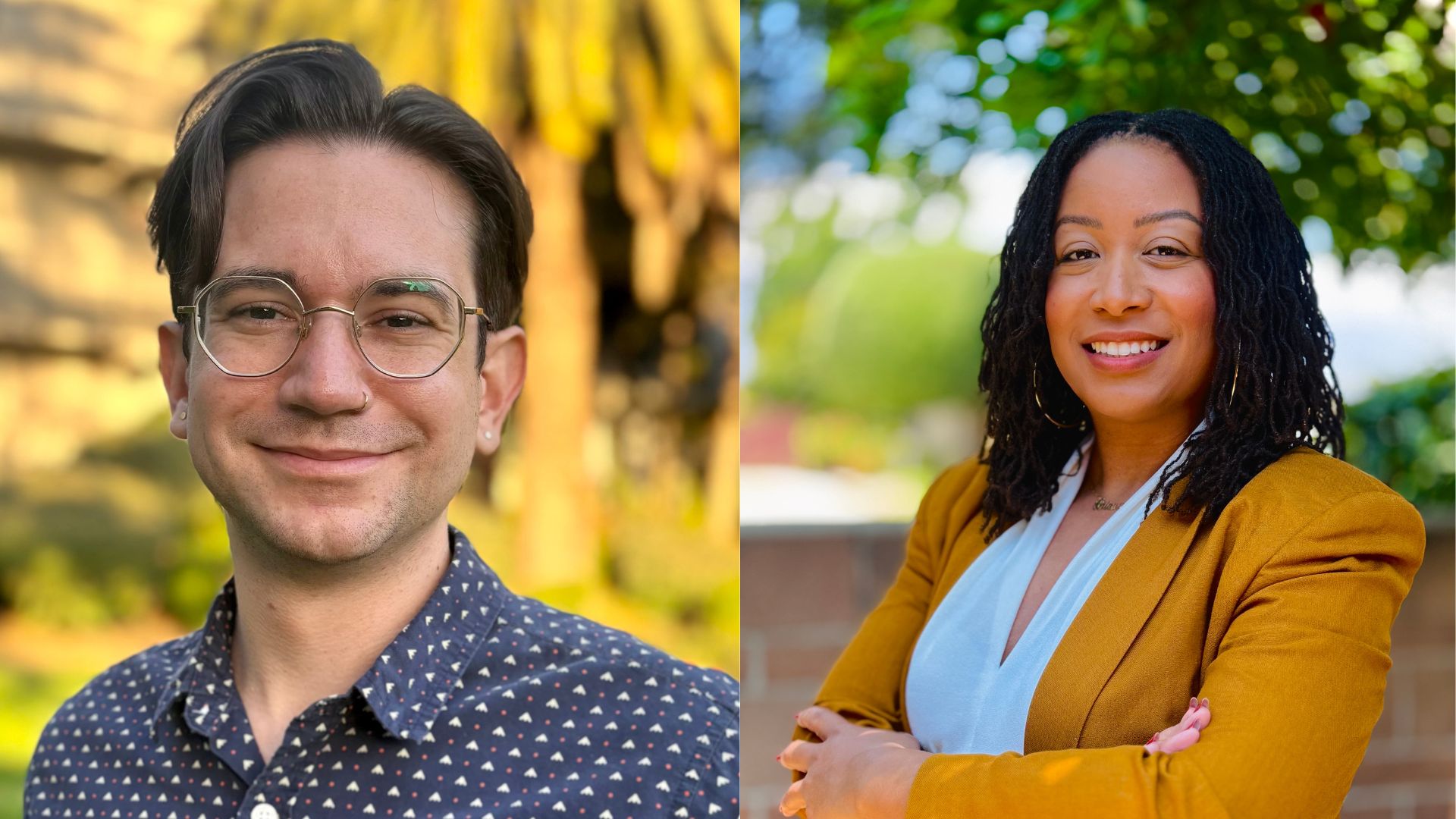 two headshots one of anthony gomez and one of brianna harvey both new faculty members at the ucla luskin school of public affairs social welfare department.