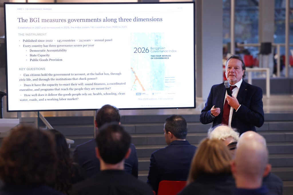 Helmut K. Anheier is Adjunct Professor of Social Welfare and Public Policy, gives presentation at Democracy News Alliance event.