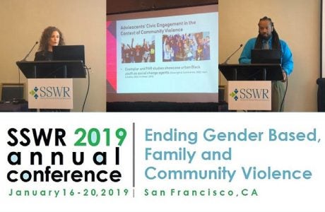 Laura Wray-Lake, left, and Jason Anthony Plumber are among the many from UCLA Luskin presenting at the SSWR conference