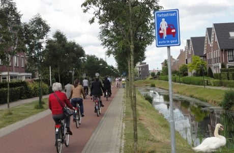 Cyclists on bike path.