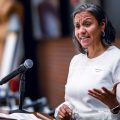 Woman at podium