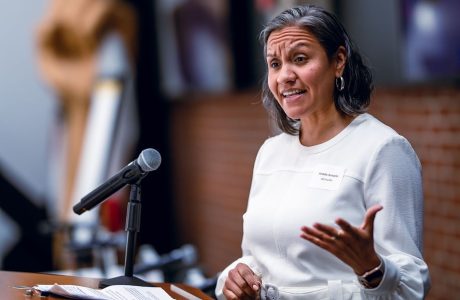 Woman at podium