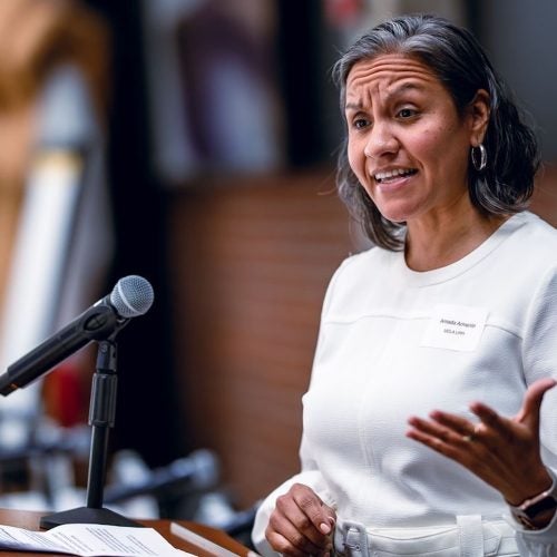 Woman at podium