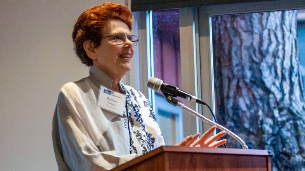 Former Dean Barbara Nelson was recognized for her research that focused on women and politics from an international perspective. Photo by Mary Braswell