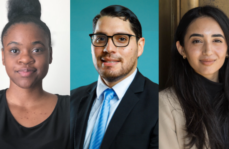 headshots of three students