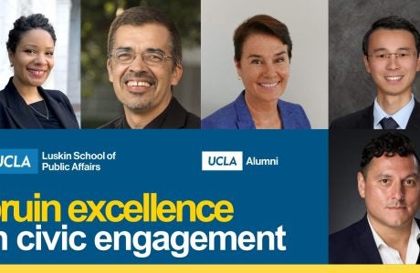 photos of five people with "Bruin Excellence in Civic Engagement"
