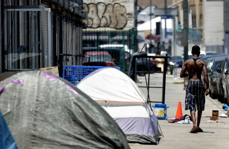 tents on sidewalk|