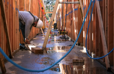 Construction worker frames home